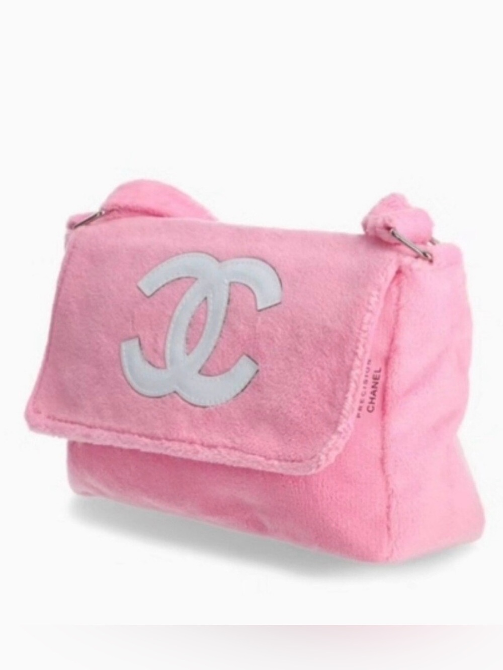 Chanel Precision Beauty Fluffy Pink Terry Cloth Crossbody Satchel - Picture 13 of 15